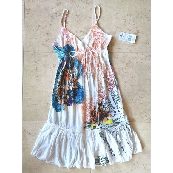 NWT Exist USA Sundress Beach Dress White Blue Coverup - Picture 7 of 11